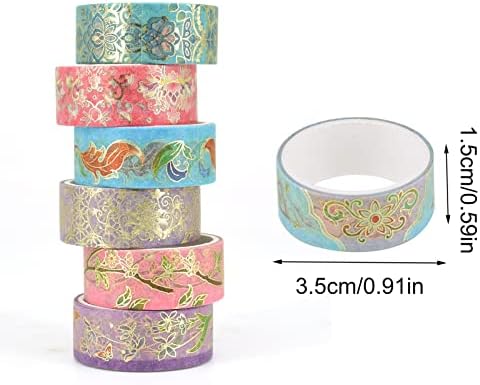 12 Rolls Washi Tape Set, Flower Washi Tape Decorative Masking Tape Pastel Scrapbook Tape Aesthetic Christmas Gold Foil Washi Tape Stickers for DIY, Bullet Journal, Arts Craft, Gift Wrapping Decoration