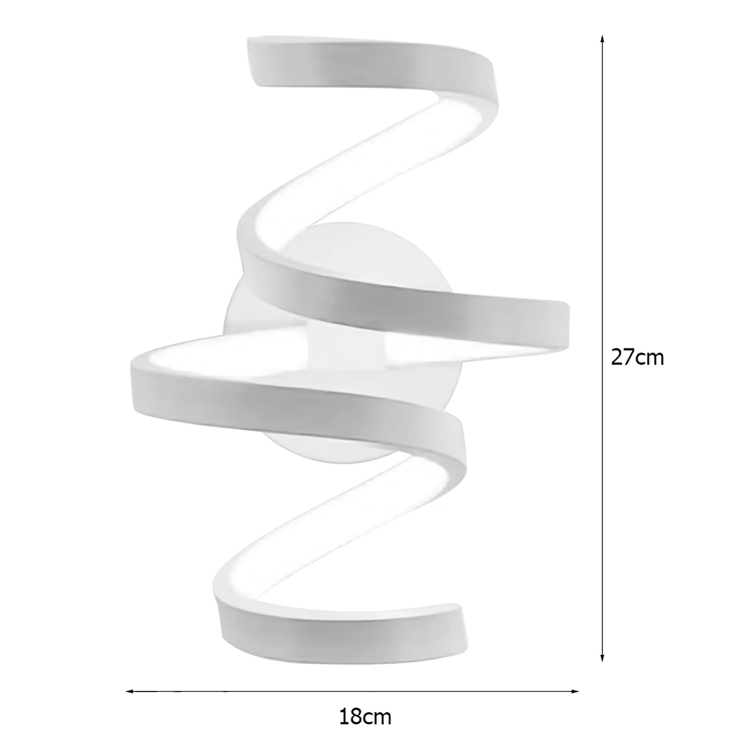 Applique da Parete retrò LED ad Anello elicoidale, in Acrilico Laminato ad Arco, 18 W, Moderna, cablata, per corridoio, Camera da Letto, Bagno, corridoio, Lampada da toel