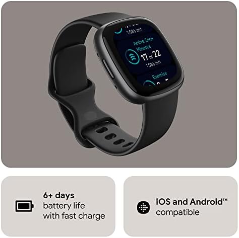 Google Fitbit Versa 4 Fitness Smart Watch for Men and Women with Daily Readiness, Gps, 24/7 Heart Rate, 40+ Exercise Modes, Sleep Tracking and More, Black/graphite, One Size (S and L Bands Included — view 6