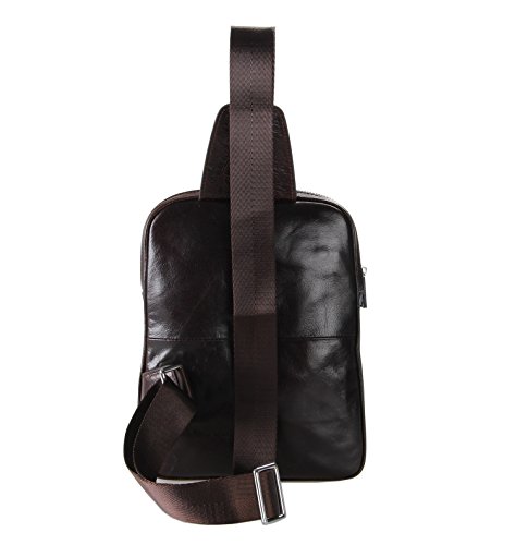 Genda 2Archer Small Leather Chest Bag Crossbody Sling Backpack Single Shoulder Bag (17C Coffee) #TOP2