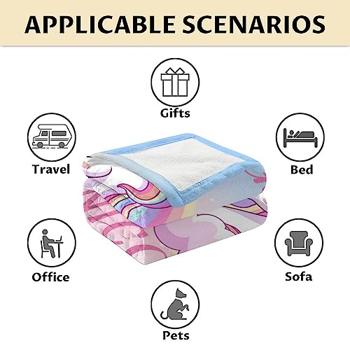 Unicorn Blanket Gifts - 40x50 Inches Cute Throw for Girls - Pink Soft Fuzzy Blankets for Bed, Couch & Living Room