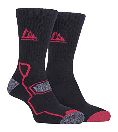 Storm Bloc - 2er Pack Herren Bambus Funktionssocken Atmungsaktiv für Wandern | Wandersocken Trekkingsocken Socken für Sommer (Schwarz Rot, 39-45) Cover