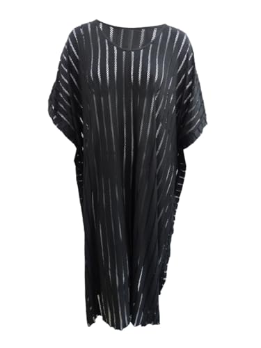 Calvin Klein Women's Striped Maxi Caftan Cover-Up (Black, One Size)