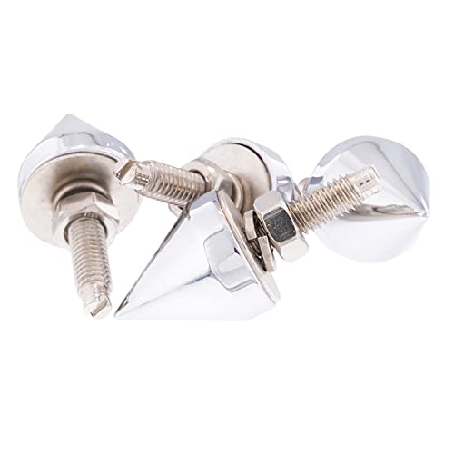 United Pacific 10878 Chrome Spike License Plate Fastener Screw Caps For Standard License Plate, Threaded Mounting Stud W/Nut & Lock Washer - Pack Of 4 #TOP5