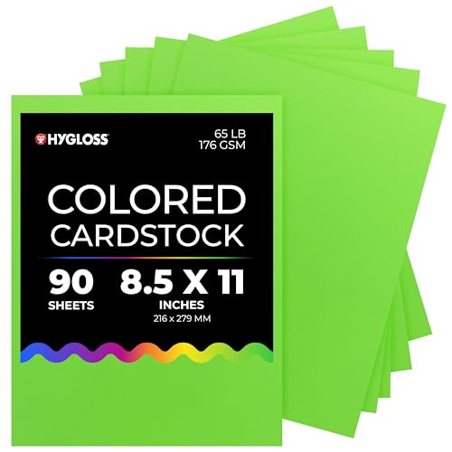 Hygloss Light Green Bright Colored Cardstock - 8.5x11-Inch, 90 Sheets, 65 lb/ 176 gsm, Fade-Resistant, Acid-Free Color Card Stock Paper by Hygloss - Used condition - US$14.06