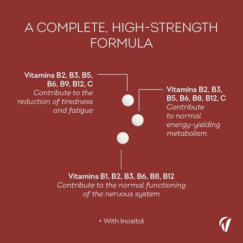 Vitamin B Complex with Vitamin C High Strength – All 8 B Vitamins (B1, B2, B3, B5, B6, B7, B9, B12) – 1 Tablet a Day – 120 Tablets – Energy & Nervous System Support – Vitavea - Image 3