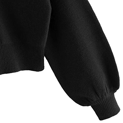 Image of ZAFUL Women's Cropped Sweater V-Neck Long Sleeve Pullover Jumper Knit Top | Crop Length, Ribbed Knit, Double V design, White sweater, Raglan sleeves, lantern sleeve, Fall & Winter, Loose fit, Oversized
