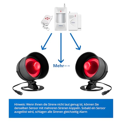Alarmanlage Wohnung Set, 7-teiliges Set mit 115 dB, Bewegungssensor, Tür- und Fenstersensor und...