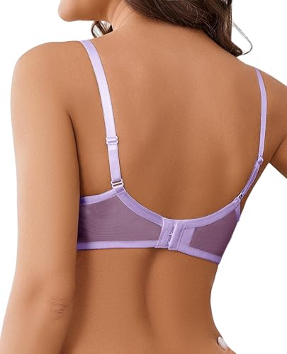 Image of Avidlove Women Lace Bra Underwire Sexy Bralettes Unlined Mesh Full Coverage Lingerie Everyday Bras