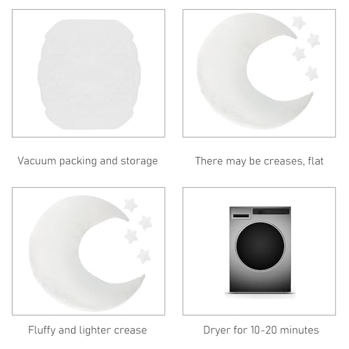 Baby Moon Star Pillow Newborn Posing Pillow Photography Prop Set with PP Cotton Fill (White) by Byolec - Used condition - Image 4