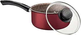 Panela Tramontina Paris em Alumínio com Revestimento Interno e Externo em Antiaderente Starflon Max Vermelho com Tampa de Vidro 20 cm 2,9 L