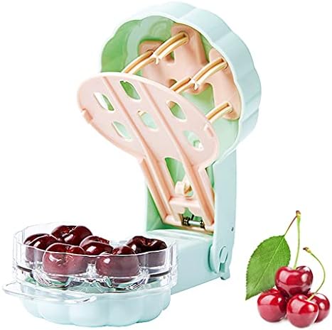 Eidoct Cherry Pitter, 6 Cherries Seed Remover, Portable Cherry Core Remover, Kitchen Gadget for Removing 6 Cherries at Once(Light Green)