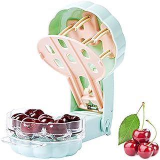 Eidoct Cherry Pitter, 6 Cherries Seed Remover, Portable Cherry Core Remover, Kitchen Gadget for Removing 6 Cherries at Once(Light Green)