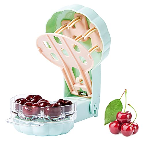 Eidoct Cherry Pitter, 6 Cherries Seed Remover, Portable Cherry Core Remover, Kitchen Gadget for Removing 6 Cherries at Once(Light Green)
