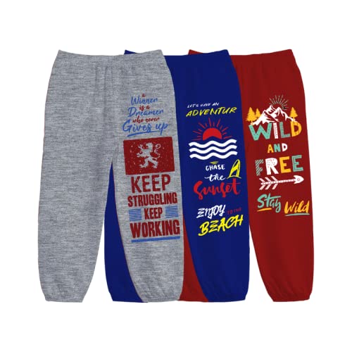 Le TASCA Unisex Regular Fit Cotton Track Pants for Kids - (3 Piece Combo)