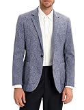 EliteSpirit Men's Sport Coats & Blazers Linen Suit Jacket for Men Casual Suits One Button Blue L