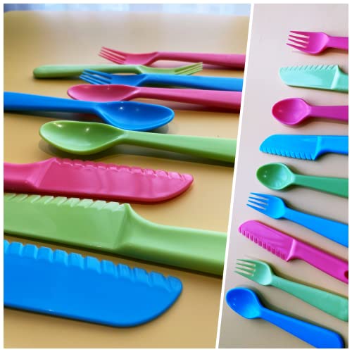 Kids Utensils - Jawbush 9 Pcs Plastic Toddler Utensils With Knives Fork&Spoons, Kids Silverware With Safe Knives As Kids Cutlery Set, Bpa Free Dishwasher Safe #TOP7
