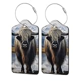 Der majestätische Yak-Gepäckanhänger, Reisegepäckanhänger aus Pu-Leder, Kofferanhänger, langlebige Kofferanhänger mit Stahlschlaufe, Kennungen