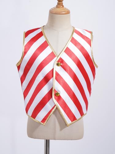 Aislor Kids Boys Girls Christmas Party Performance Vest Candy Cane Striped Blazer Top Festival Xmas Cosplay Waistcoat3