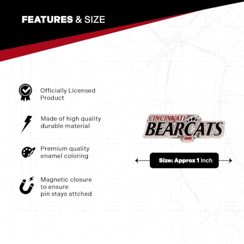 Image of Desert Cactus University of Cincinnati Magnetic Metal Lapel Pin (C) | Officially Licensed UC Cincinnati Bearcats Enamel Finish Lapel Pin Formal Wear Bag and Hat Jewelry Tie Track Brooch Pin