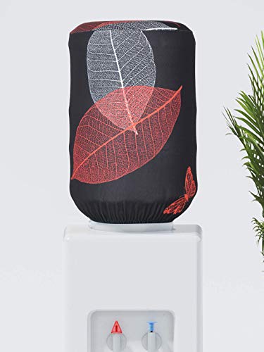 Image of Cortina Printed Dispenser Cover|Water Can Protectors|Elastic Closure | Polyester Material | Digitally Printed | Heat Resistant | Water-Proof | 45cm x 42cm x 43cm | 20 Lts | 2Pc | Black & Beige