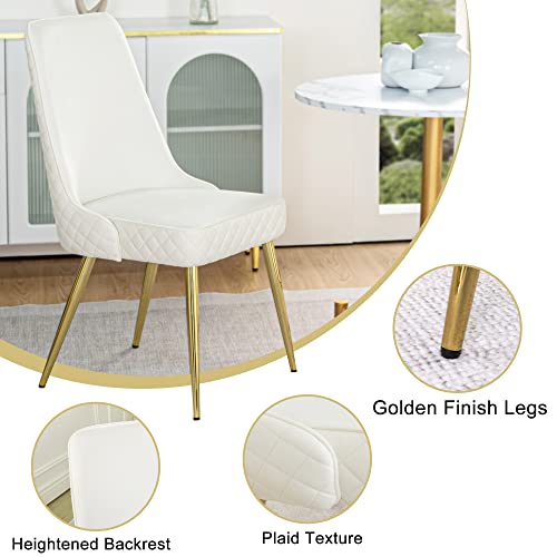 Comfy To Go Dining Chairs, Velvet Dining Chairs Set Of 6, Mid Century Modern Dining Room Chairs With High Back And Gold Legs(White) #TOP5