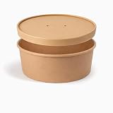 Arredo Chef Bol Salade Kraft à Emporter   Jetable, Lot de 50 Pièces (Couvercle en Kraft, 1300 ML)