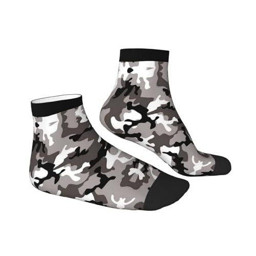 Black Grey White Camo Print Adult Socks Womens Mens Workout Thermal Cozy All-Season Gift Holiday Articles Use3