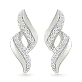 DGOLD Sterling Silver Round Diamond Twisted Fashion Earring (1/6 CTTW)