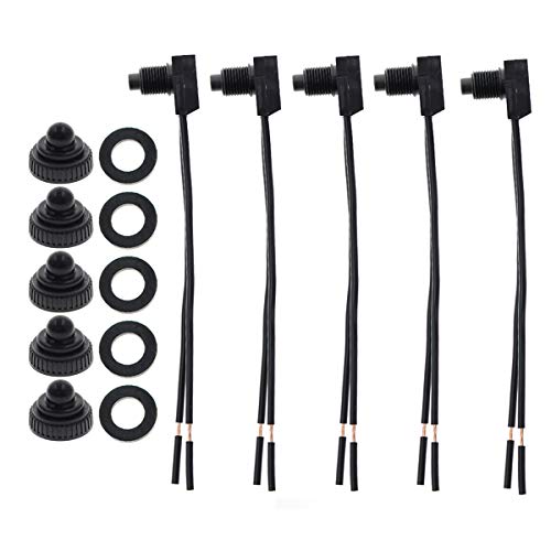 5Pcs 12V Waterproof Push-Button On-Off Switch, Carbhub 12V Waterproof Push-Button On-Off Switch With 4" Leads For Motorcycle/Auto Car #TOP1