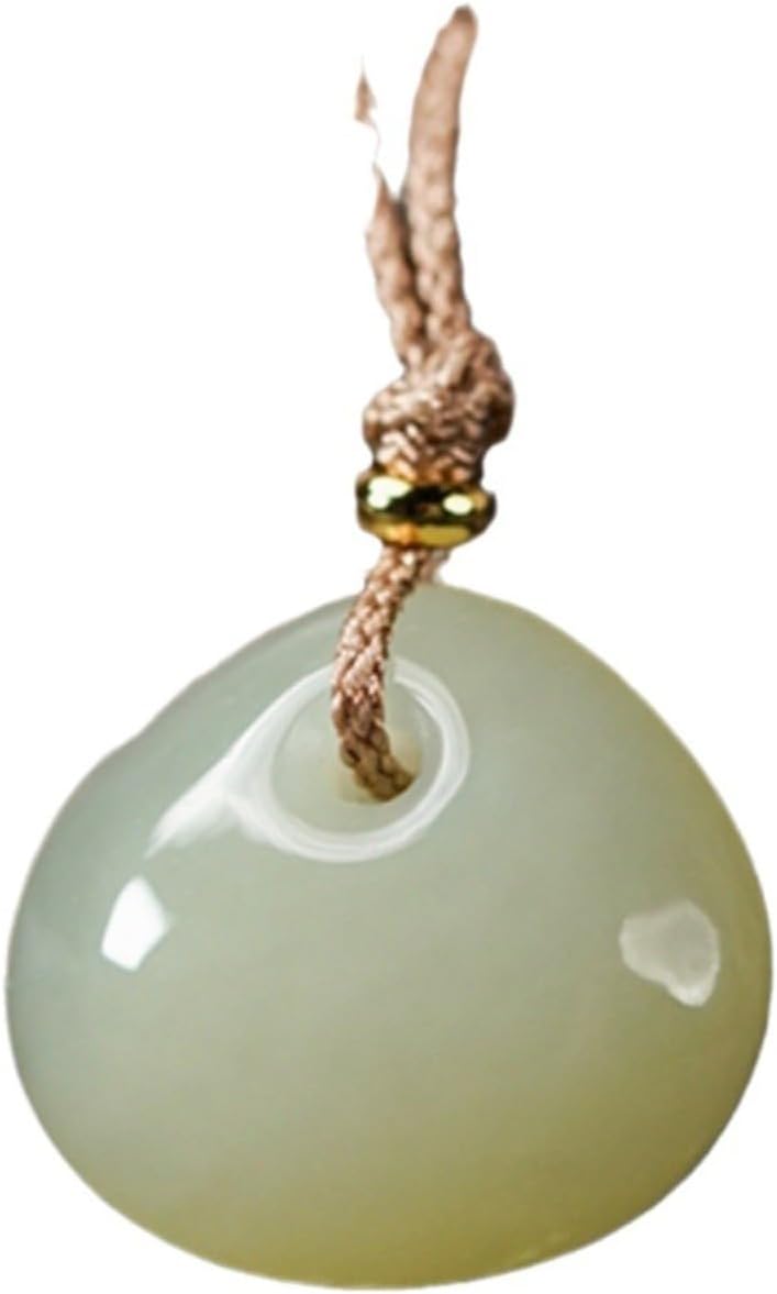 Natural Hotan Jade Pendant Necklace with Adjustable Chain, Clear Water Safety Lock Design, Unisex Valentine's Day Gift for Girlfriend and Boyfriend