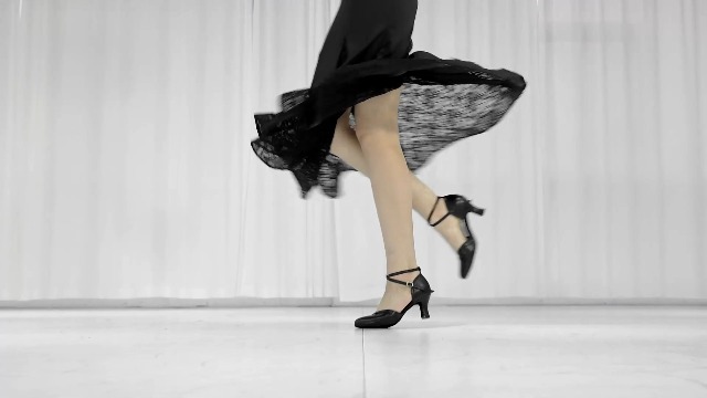 Chaussures Danse Latin Jazz Tango – Femme – Cuir Noir – Talon Dentelle – Sans Marque