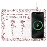 Custom Charging Mat - Personalized Best Friend Birthday Gift for Her, Besties, Sisters, BFF - Friends for Life Forever, for Women, Personalized Birth Flower Charging Pad with Name (1)