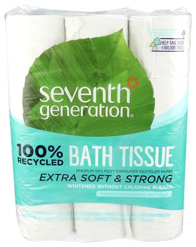Seventh Generation 100% Recycled Bathroom Tissue, Septic Safe, 2-Ply, White, 240 Sheets/roll, 24/pack