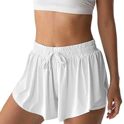 Image of Flowy Athletic Shorts for Women Running Tennis Butterfly Shorts Girls 2-in-1 Double Layer Quick-Drying Comfy Shorts