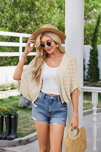 Image of GRACE KARIN Women's Summer Short Sleeve Crochet Cropped Cardigan Shrug 2026