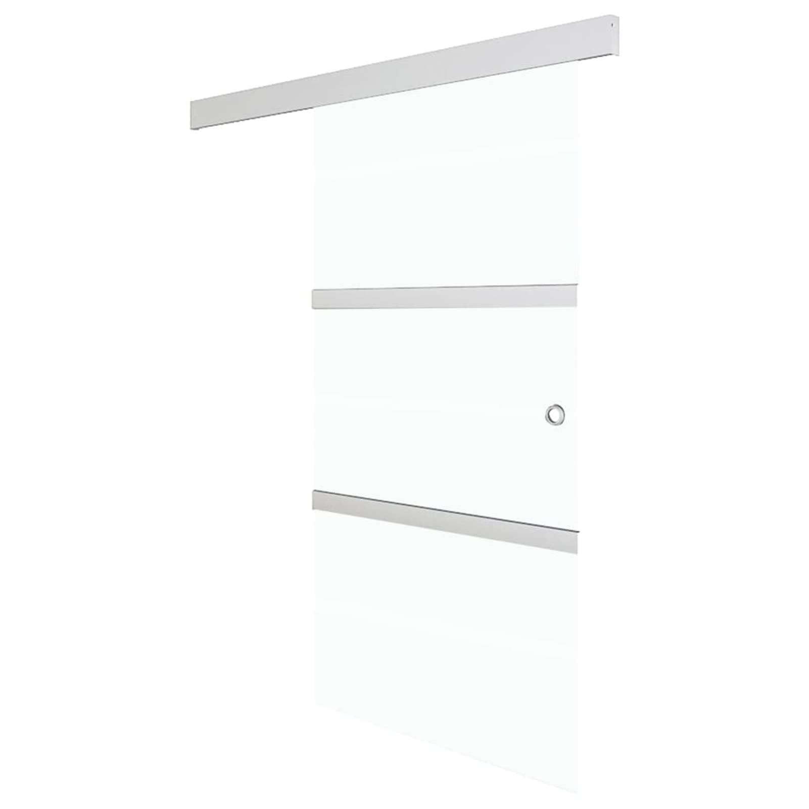 IKAYAA Puerta Corredera de Cristal con Guia Puerta Corredera, Puerta Corredera 90 x 205 cm, Puertas Interior Cristal para Sala de Estar Salón Habitación Plateado 1