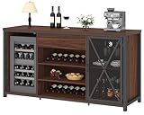 LVB Bar Cabinet with Fridge Space, Wood Long Liquor Cabinet with Drawer Storage, Vintage Wooden Metal Big Wine Cabinet with Cooler, Industrial...