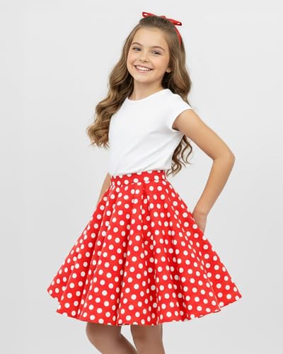 BlackButterfly Jupe Fille à Pois Cercle Rétro, Rouge - Pois, 9-10 Ans – vue 4