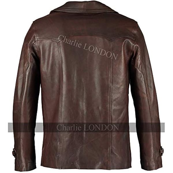 Charlie LONDON Heren Heist antiek vintage bruin lederen jas