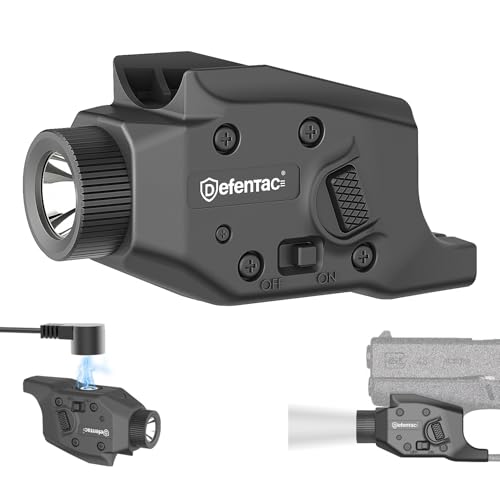 DEFENTAC 500 Lumens Pistol Light is Exclusive Compatible with Glock 42/43/43X/48 (No Rail or No MOS) Only， Momentary and Strobe