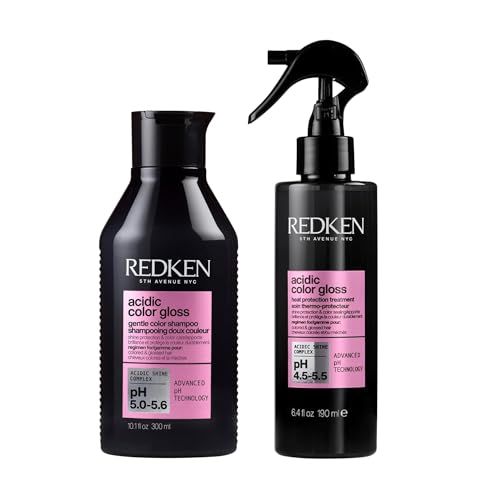 Redken Rutina Protectora del Color para Cabello Teñido con Champú 300 ml y Tratamiento Termoprotector 190 ml, Acidic Color Gloss
