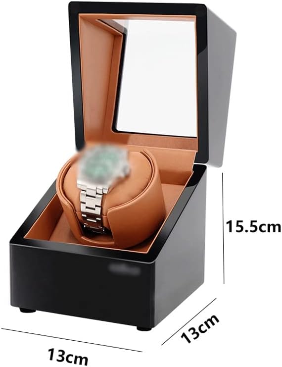 Watch Holder Automatic Single Watch Winder with Durable Watches Case Watch Box 5 Rotation Mode Settings Watch Organizer (Color : Black2) (Black1) image 2