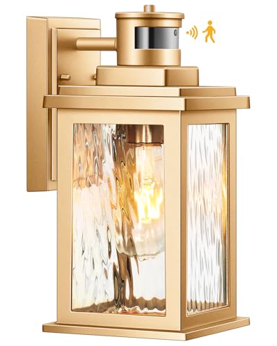 VIANIS Motion Sensor Porch Lights, Gold Outdoor Light Fixtures Wall Mount