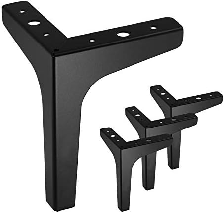 Kyuionty Set of 4 Furniture Legs 7 Inch, Modern Metal Furniture Sofa Legs for Cabinet Couch Sofa Table Cupboard, Triangle Furniture Feet DIY Replacement (Matte Black)