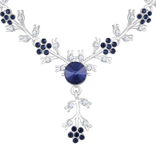 Image of Atasi International American Diamond Style Silver Plated Necklace with Earrings Jewellery Set for Women - Perfect for Party, Wedding, and Engagement