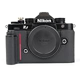 Handmade Genuine Leather Camera Half Case for Nikon ZF/Nikon ZF Camera Case - Top Layer Cowhide Body + Hand sewn saddle stitch + Metal Base Plate (Black and Red Line)