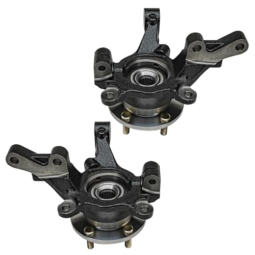 Image of Detroit Axle - Front 2pc Steering Knuckles for 2007-2012 Dodge Caliber, 2 Steering Knuckles & Wheel Bearing Hubs Assembly 2008 2009 2010 2011 Replacement