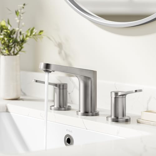 KRAUS Indy Widespread Bathroom Faucet in Spot-Free Brushed Nickel with 2 Handles, Pop Up Drain and Supply Lines, FUS-14103SFBN thumbnail 3