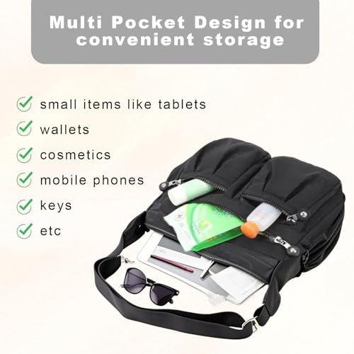 Simcat Crossbody Bag for Women, Multiple Pockets Shoulder Handbags, Ladies Crossbody Purse, Waterproof Nylon Messenger Bag4
